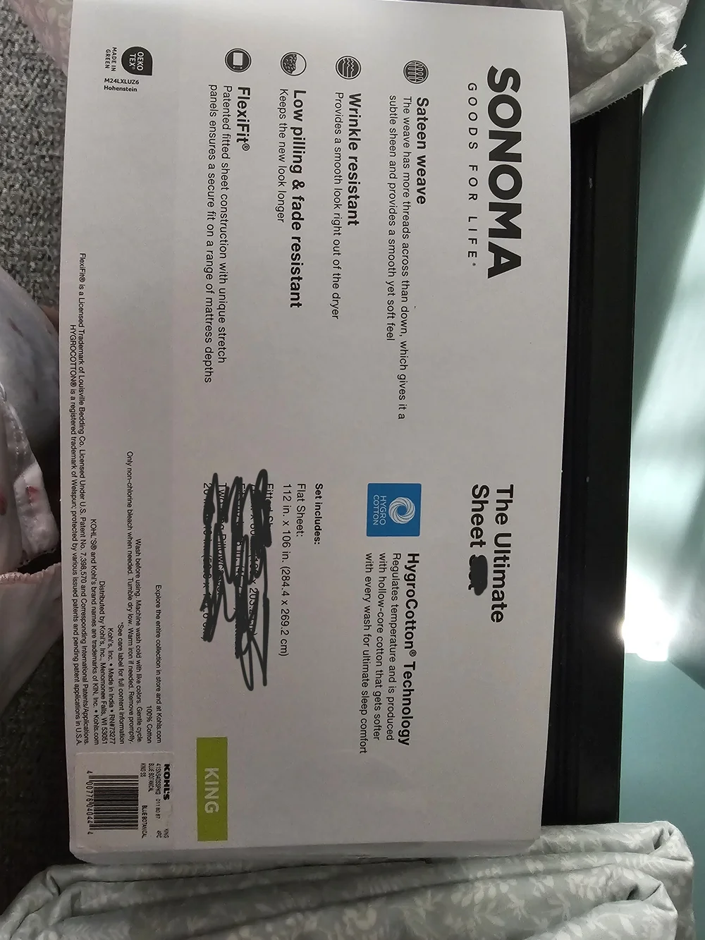 Sonoma Hygrocotton King top sheet